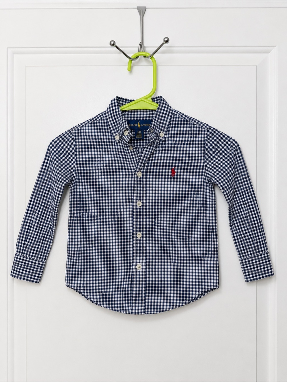 Ralph Lauren Navy & White Gingham Button-Down Shirt